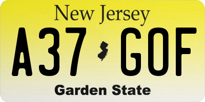 NJ license plate A37GOF