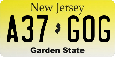 NJ license plate A37GOG