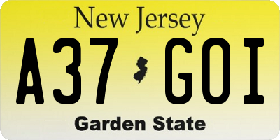 NJ license plate A37GOI