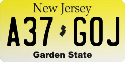 NJ license plate A37GOJ