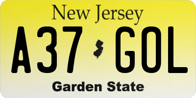 NJ license plate A37GOL