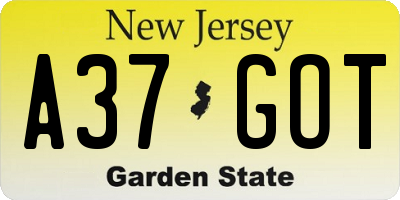 NJ license plate A37GOT