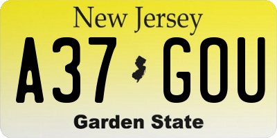 NJ license plate A37GOU