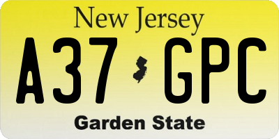 NJ license plate A37GPC