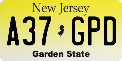 NJ license plate A37GPD
