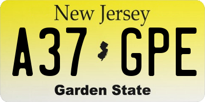 NJ license plate A37GPE