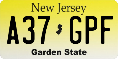 NJ license plate A37GPF