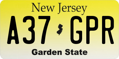 NJ license plate A37GPR
