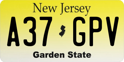 NJ license plate A37GPV