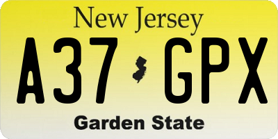 NJ license plate A37GPX