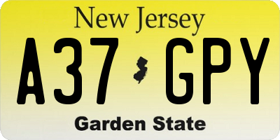 NJ license plate A37GPY
