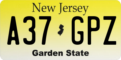 NJ license plate A37GPZ