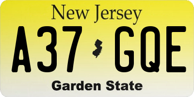 NJ license plate A37GQE