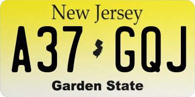 NJ license plate A37GQJ