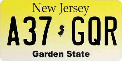 NJ license plate A37GQR
