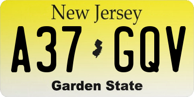 NJ license plate A37GQV