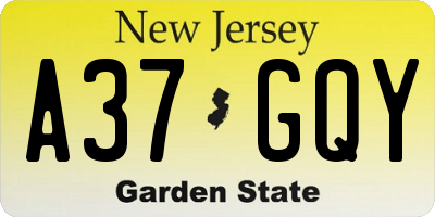 NJ license plate A37GQY