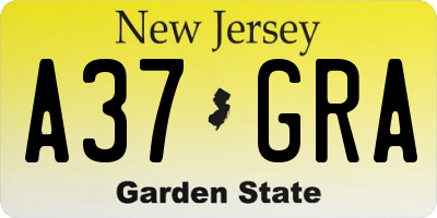 NJ license plate A37GRA