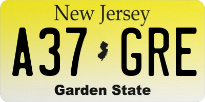NJ license plate A37GRE
