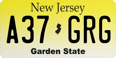 NJ license plate A37GRG