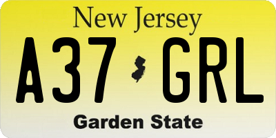 NJ license plate A37GRL