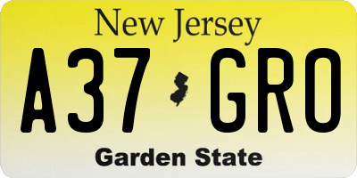 NJ license plate A37GRO