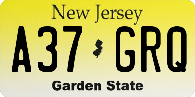 NJ license plate A37GRQ