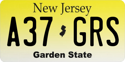 NJ license plate A37GRS