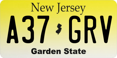 NJ license plate A37GRV