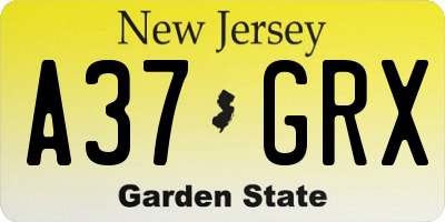 NJ license plate A37GRX