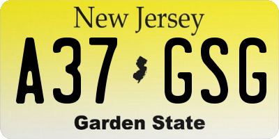 NJ license plate A37GSG