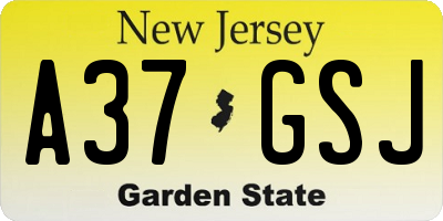 NJ license plate A37GSJ