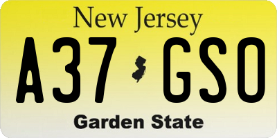 NJ license plate A37GSO