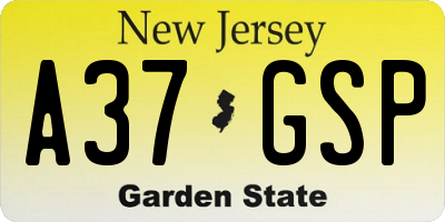 NJ license plate A37GSP