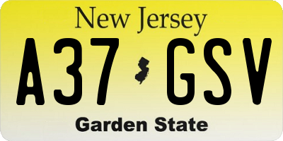 NJ license plate A37GSV