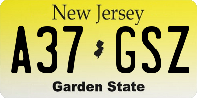 NJ license plate A37GSZ