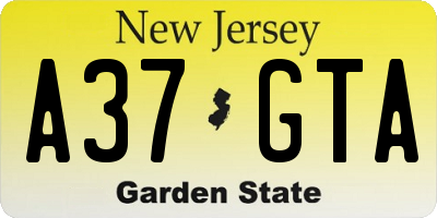 NJ license plate A37GTA