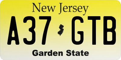 NJ license plate A37GTB