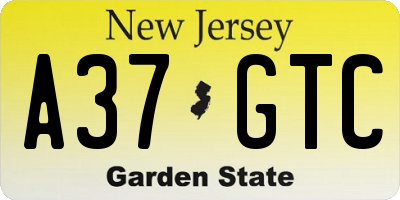 NJ license plate A37GTC