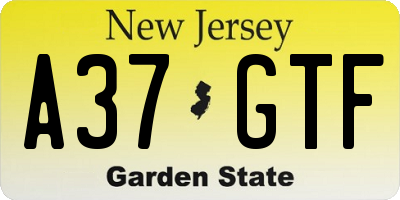 NJ license plate A37GTF