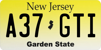 NJ license plate A37GTI