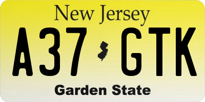 NJ license plate A37GTK