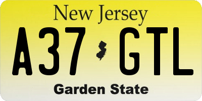 NJ license plate A37GTL