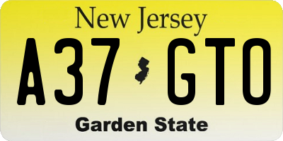 NJ license plate A37GTO