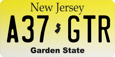 NJ license plate A37GTR