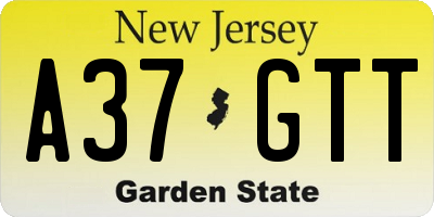 NJ license plate A37GTT