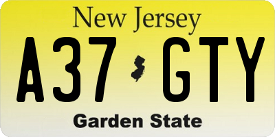 NJ license plate A37GTY