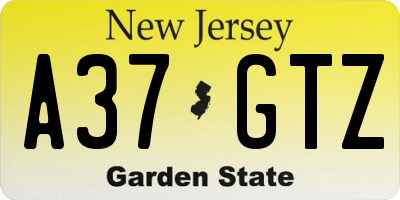 NJ license plate A37GTZ