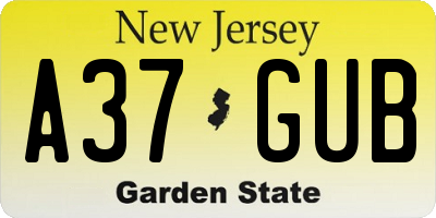 NJ license plate A37GUB