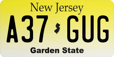 NJ license plate A37GUG